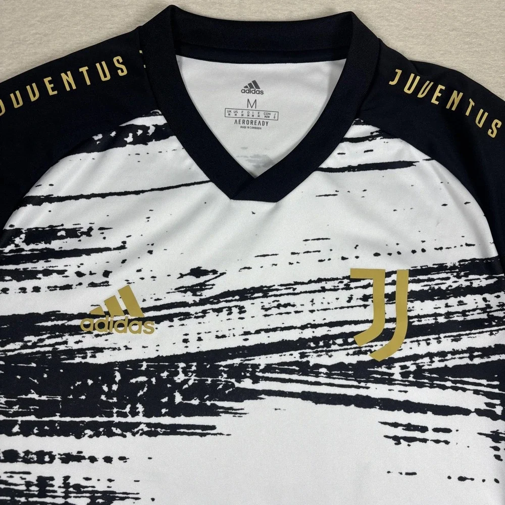 Juventus Shirt Mens Medium White Black Gold Soccer Adidas‎ AEROREADY